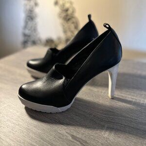 BCBGMaxAzria black high heels with sporty platform sole